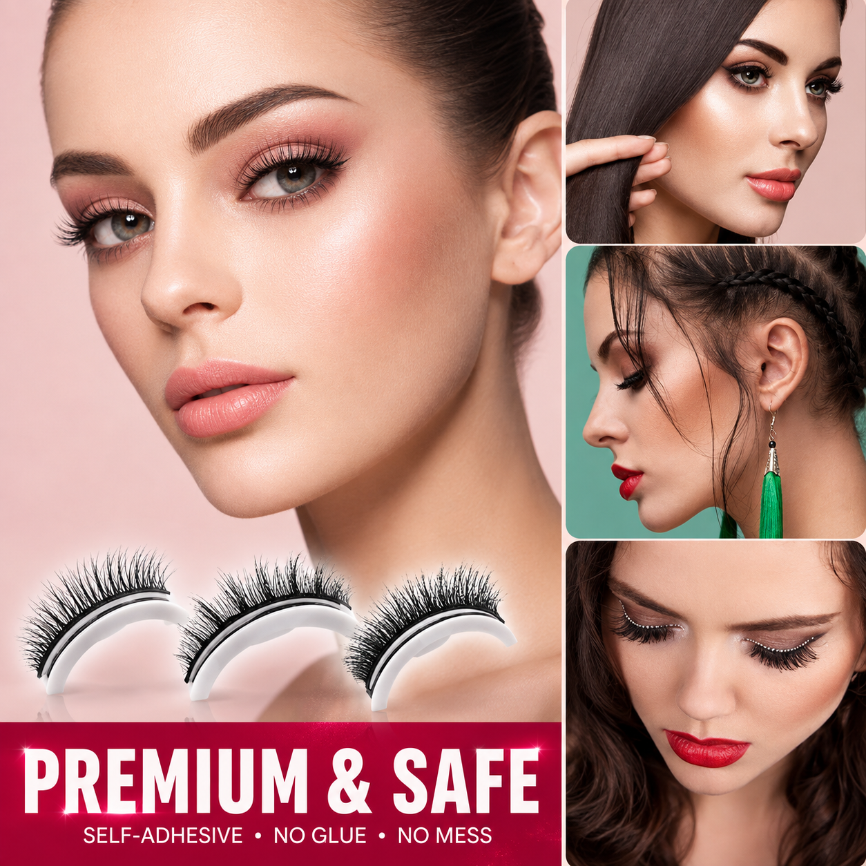 Glue-Free Self-Adhesive Lashes-3-Second, Natural & Reusable